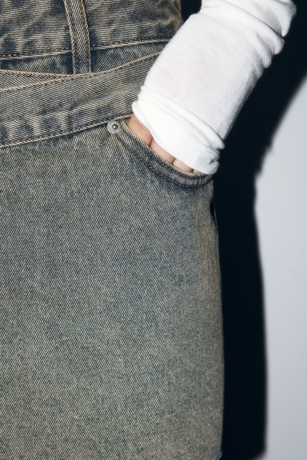 Джинсы широкие с имитацией юбки - цвет бордовый - 7