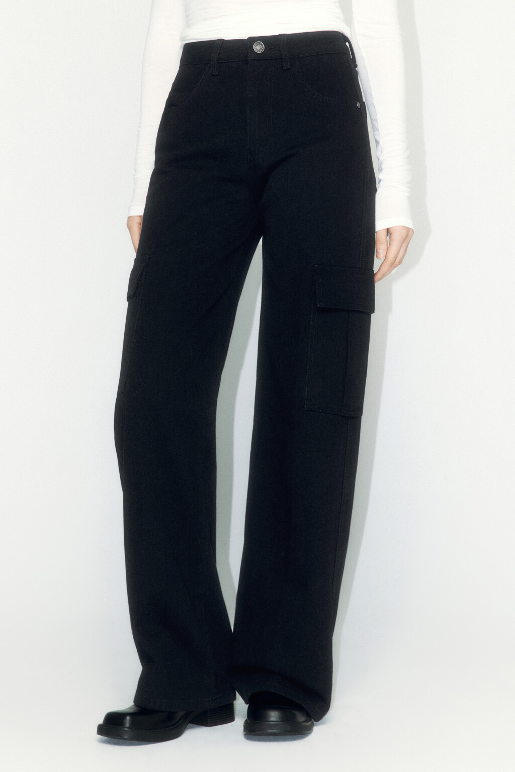 Джинсы cargo fit широкие с высокой посадкой - цвет черный - 2