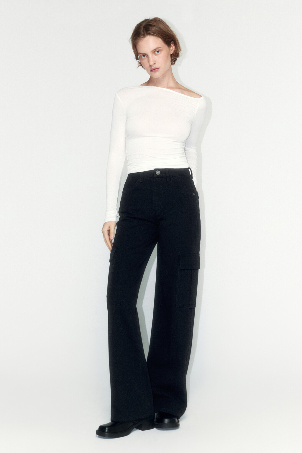 Джинсы cargo fit широкие с высокой посадкой - цвет черный - 5