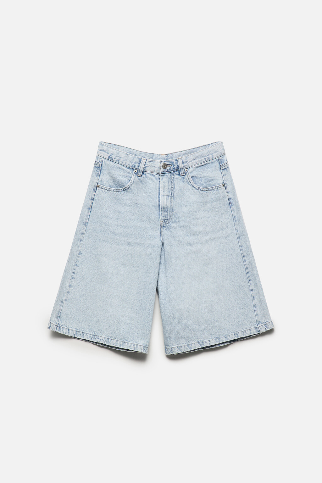 Шорты-бермуды джинсовые широкие на низкой посадке - цвет голубой - 10