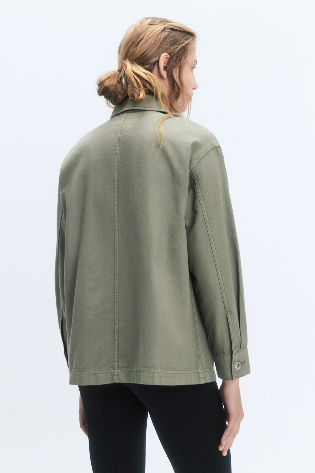 Рубашка джинсовая прямая с накладными карманами - цвет зеленый - 5