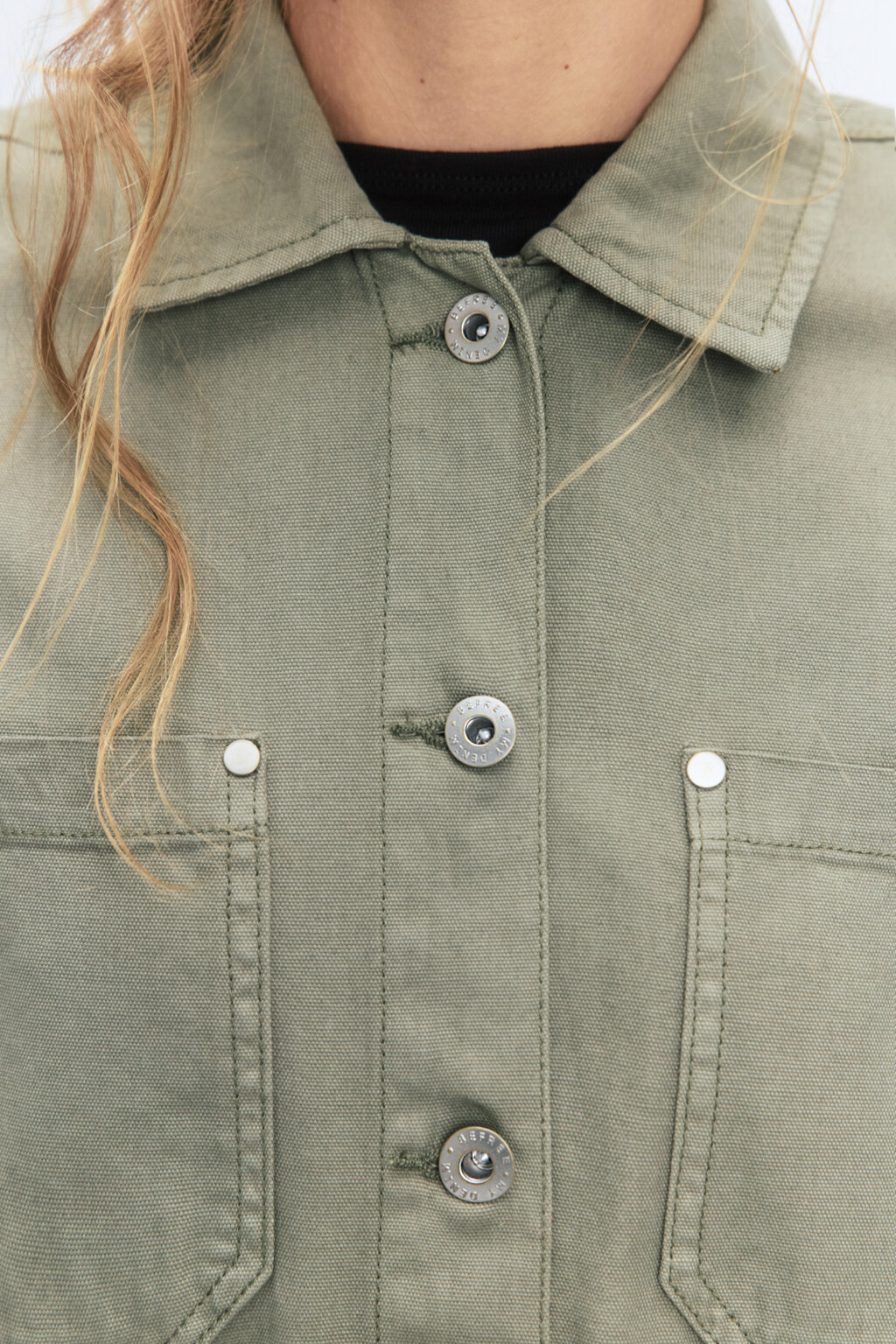 Рубашка джинсовая прямая с накладными карманами - цвет зеленый - 7