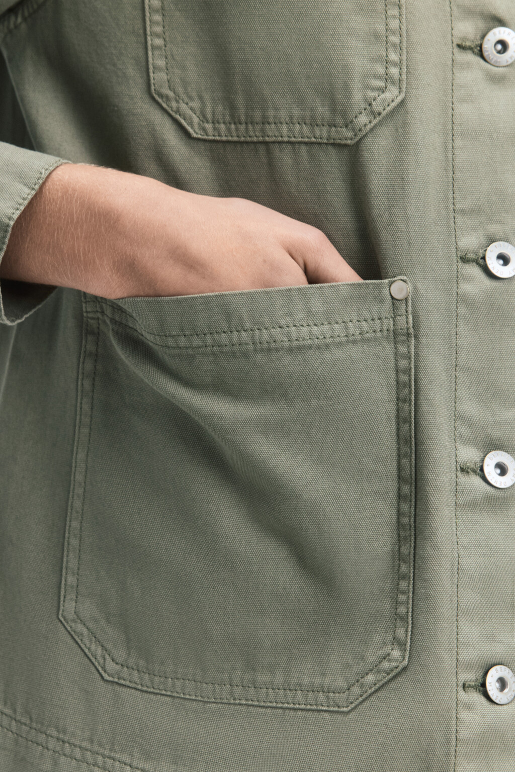 Рубашка джинсовая прямая с накладными карманами - цвет зеленый - 8