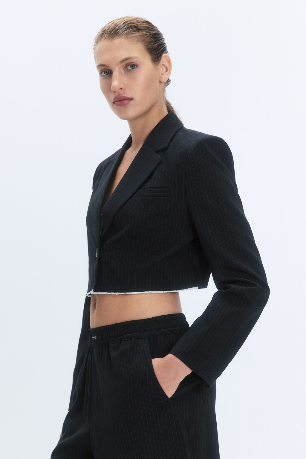 Жакет в полоску с имитацией бомбера - цвет черный - 4