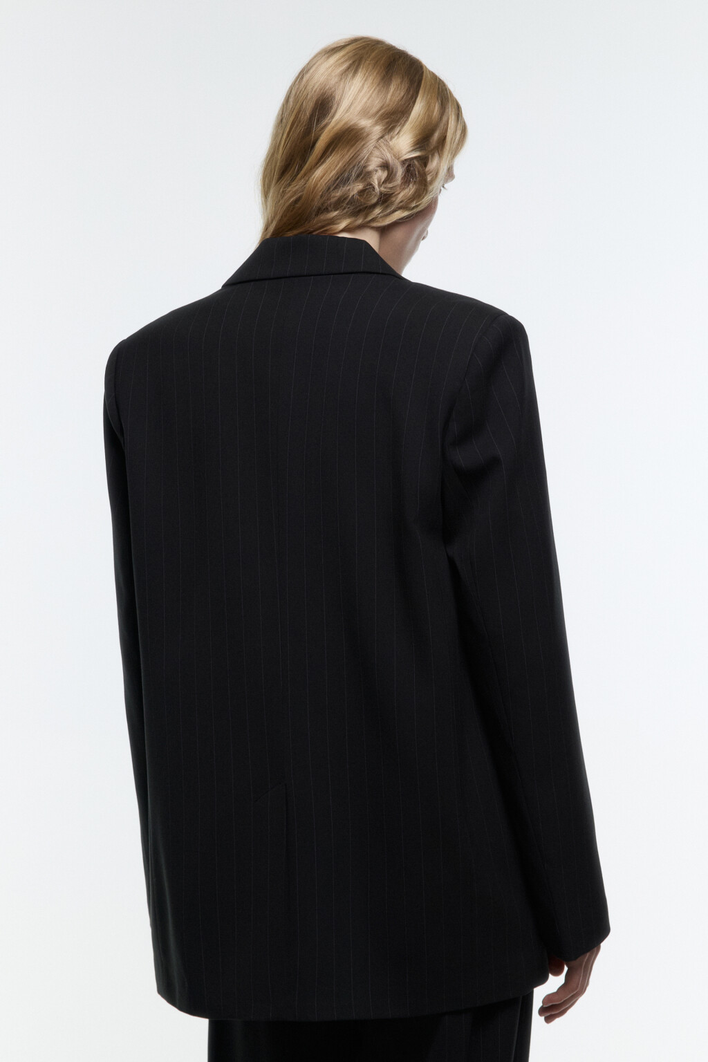 Пиджак в полоску из разных тканей - цвет черный - 4