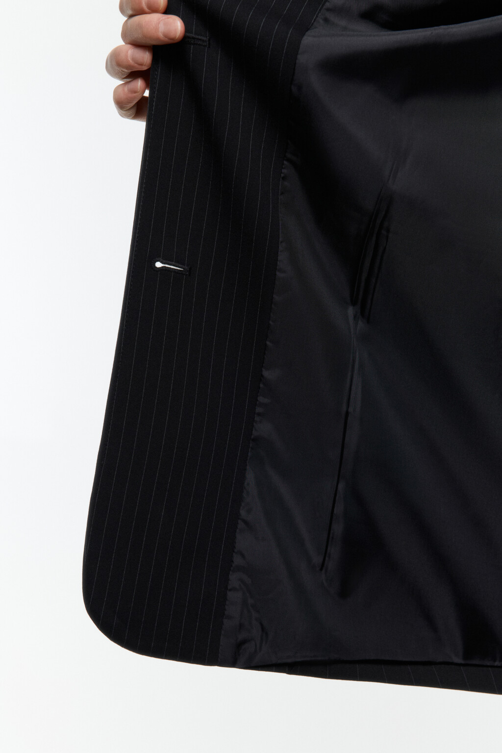 Пиджак в полоску из разных тканей - цвет черный - 8