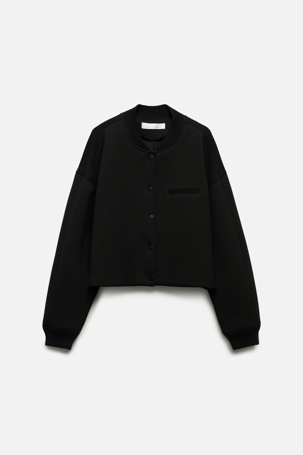 Жакет-бомбер укороченный с объемными рукавами - цвет черный - 9