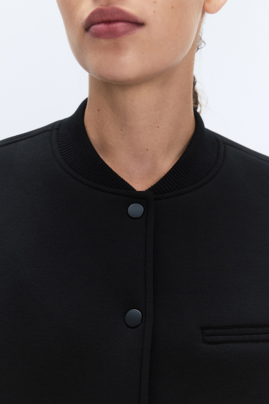 Жакет-бомбер укороченный с объемными рукавами - цвет черный - 7