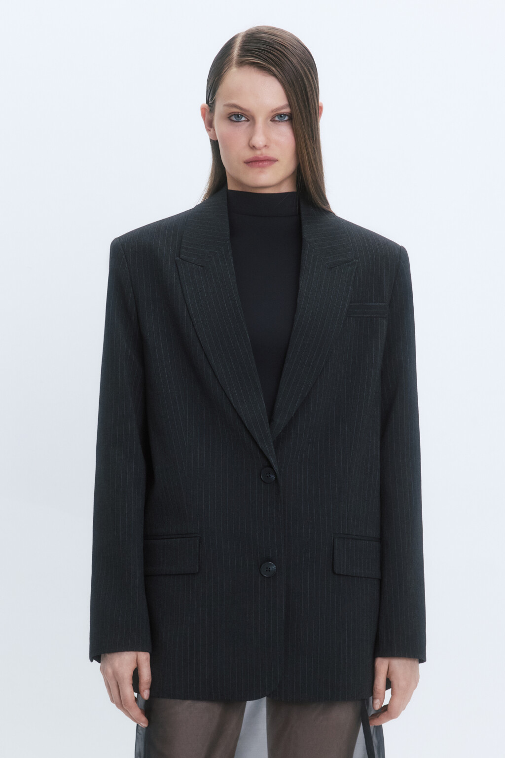 Пиджак однобортный в полоску - цвет серый - 3
