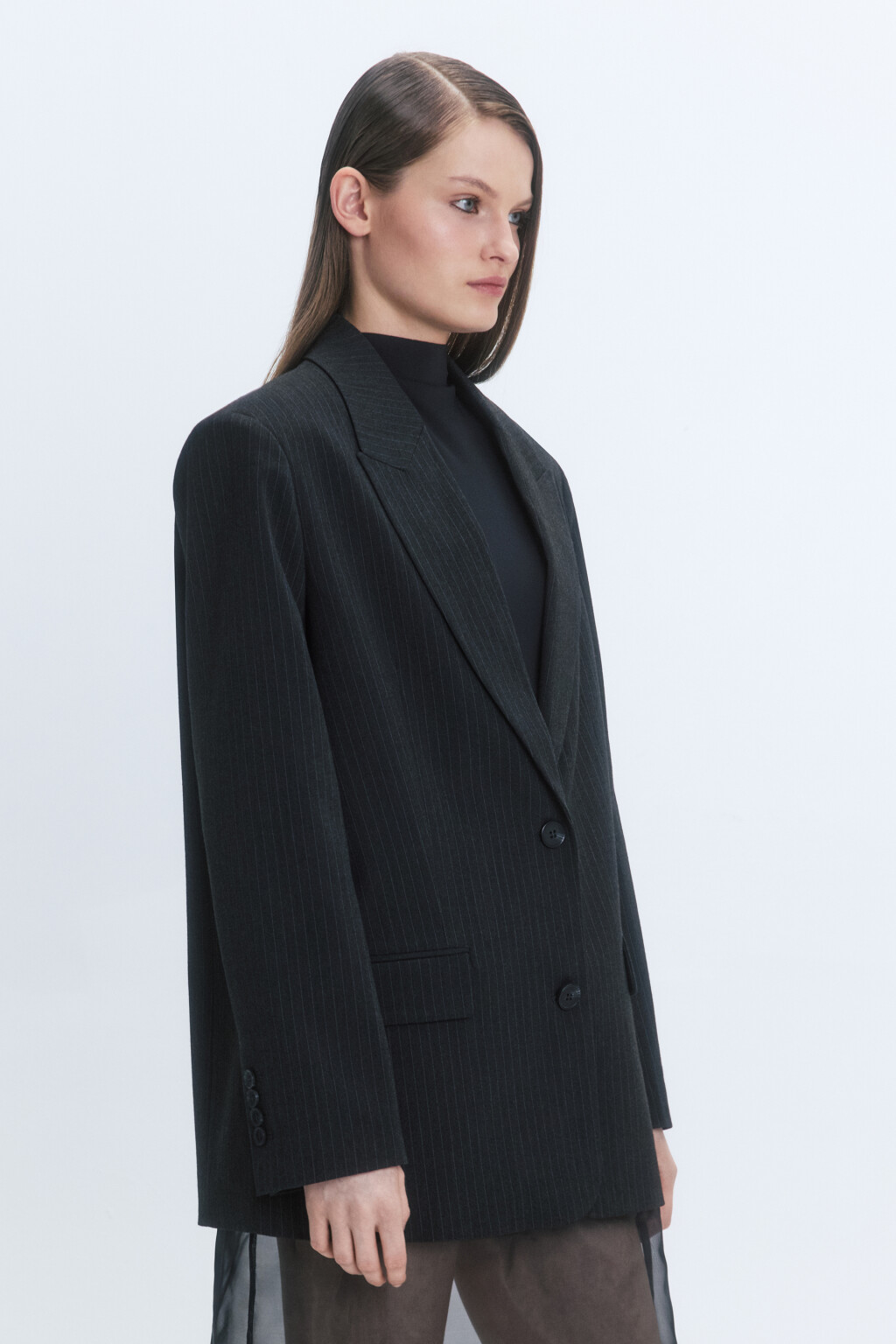 Пиджак однобортный в полоску - цвет серый - 4