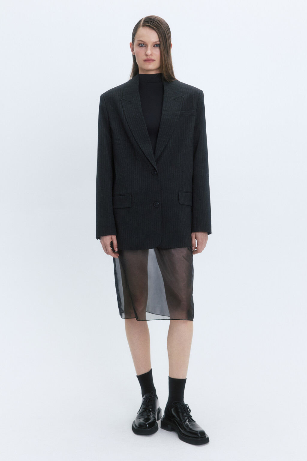Пиджак однобортный в полоску - цвет серый - 6
