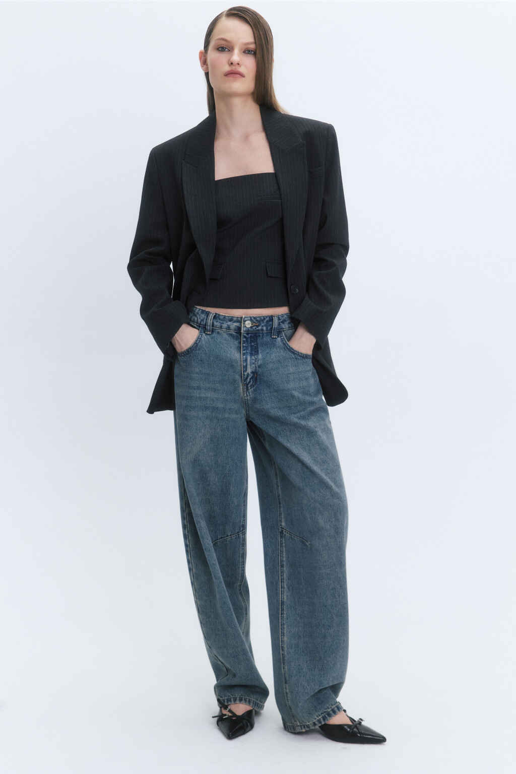 Пиджак однобортный в полоску - цвет серый - 7