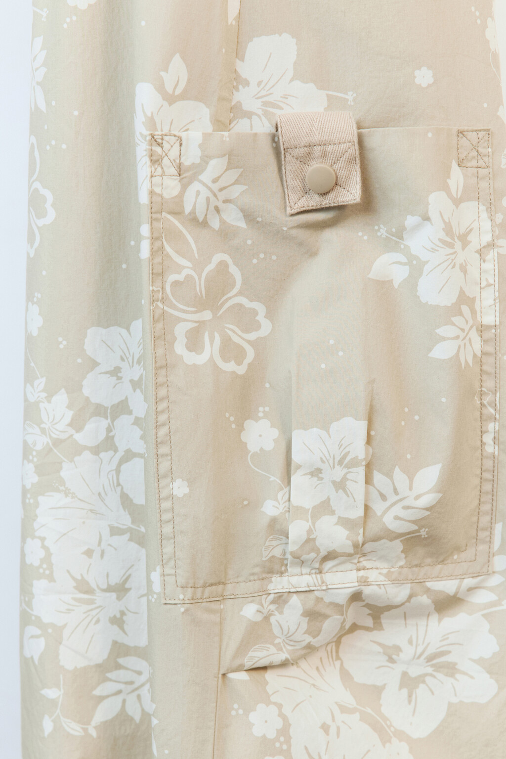 Брюки-парашюты хлопковые с цветочным принтом - цвет бежевый - 9