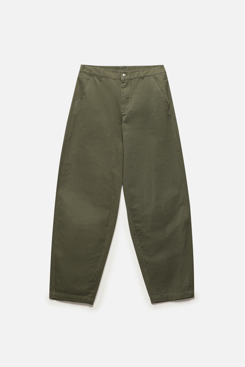 Брюки-чинос хлопковые с низкой посадкой - цвет зеленый - 8