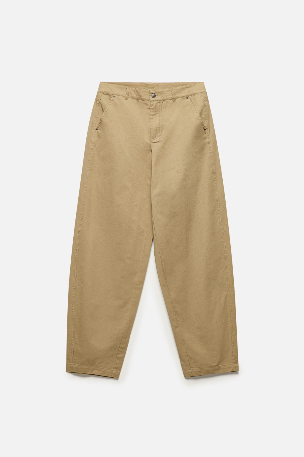 Брюки-чинос хлопковые с низкой посадкой - цвет бежевый - 7