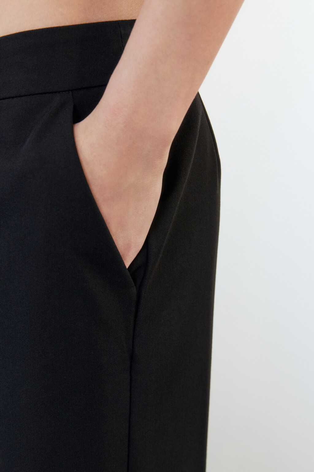 Брюки широкие костюмные с высокой посадкой - цвет черный - 7