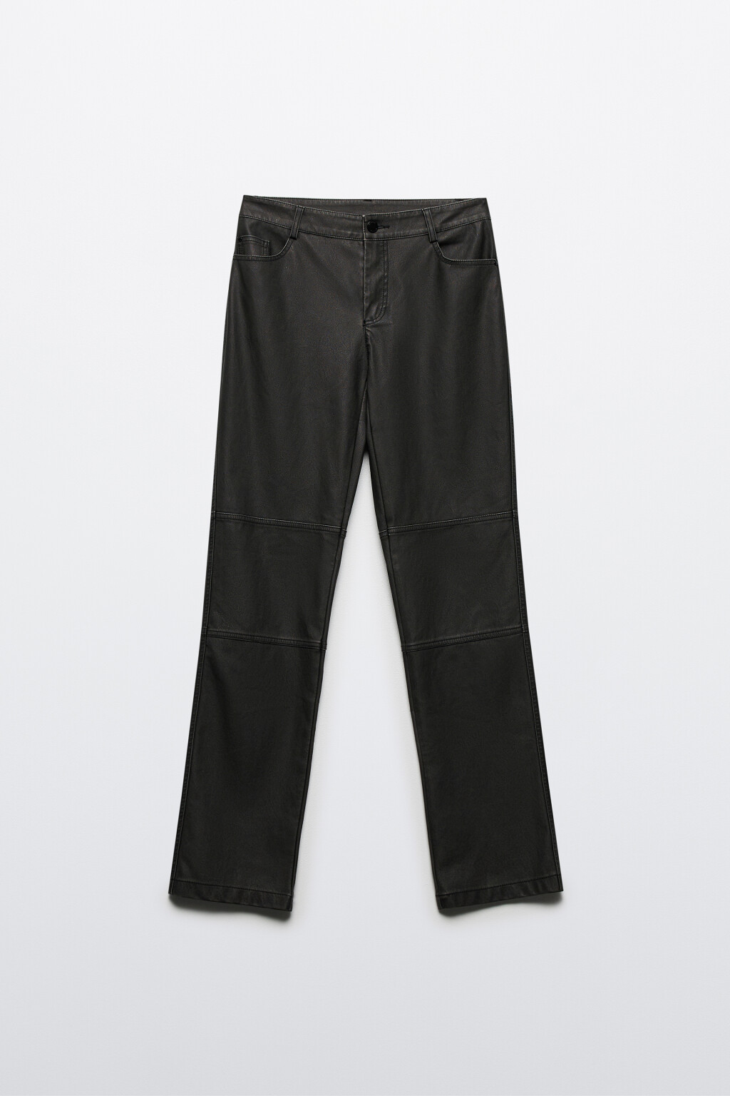 Брюки зауженные из искусственной кожи со стиркой - цвет черный - 8