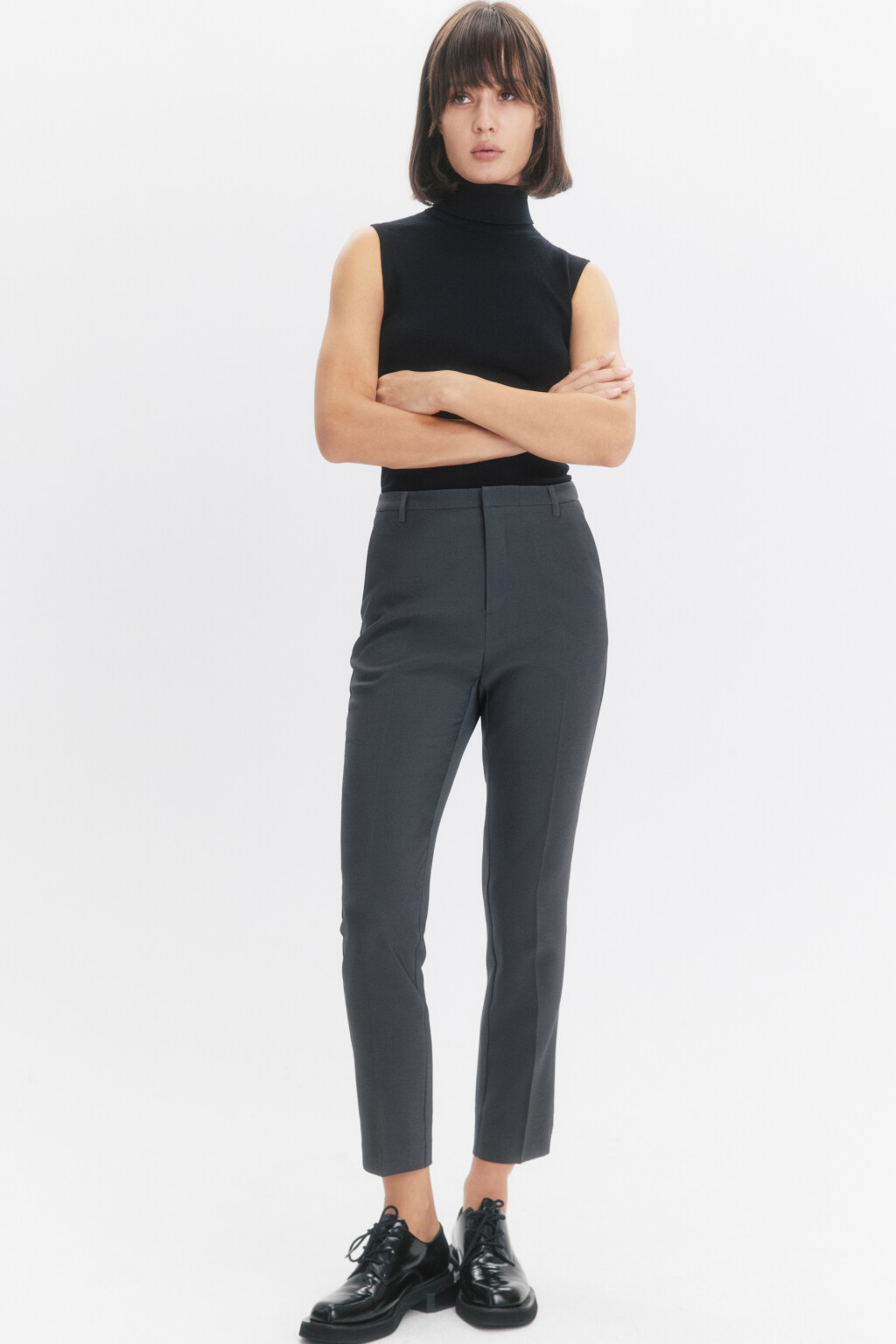 Брюки облегающие с высокой посадкой - цвет серый - 1