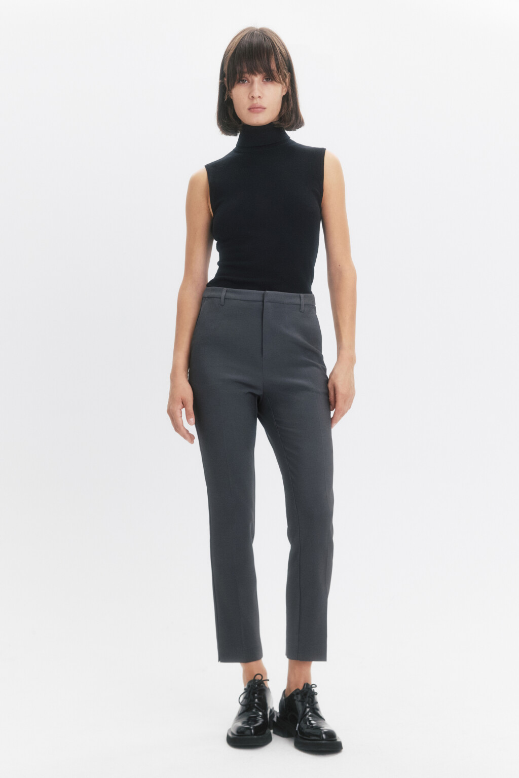 Брюки облегающие с высокой посадкой - цвет серый - 5