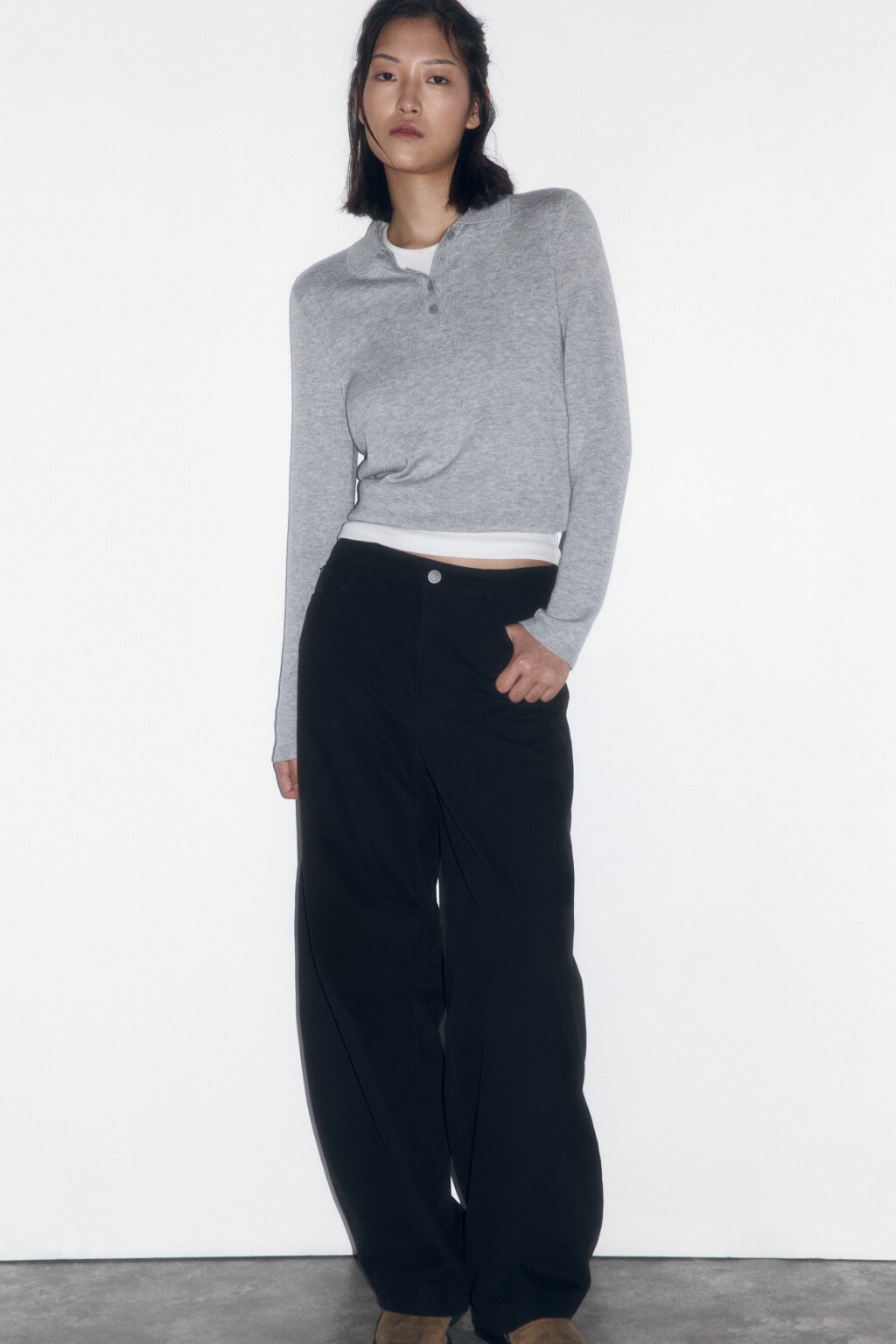 Брюки barrel fit из твиловой ткани - цвет черный - 1