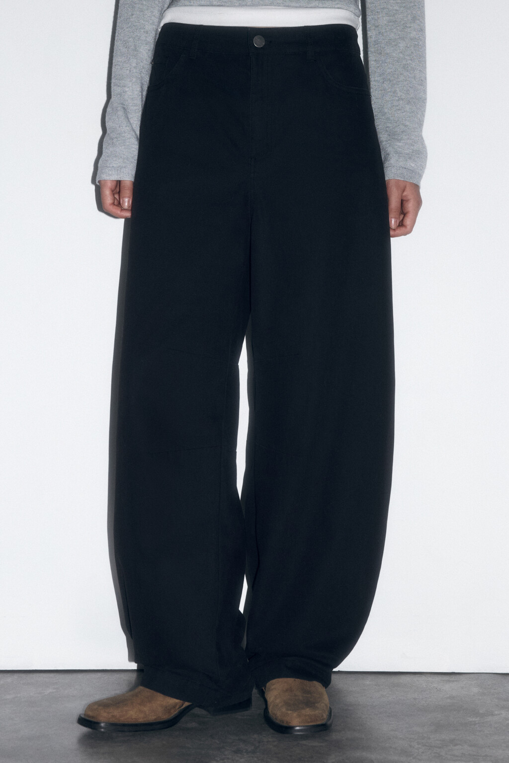 Брюки barrel fit из твиловой ткани - цвет черный - 2