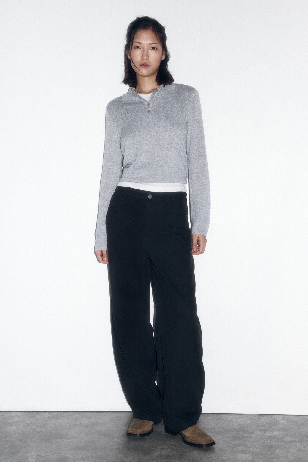 Брюки barrel fit из твиловой ткани - цвет черный - 5