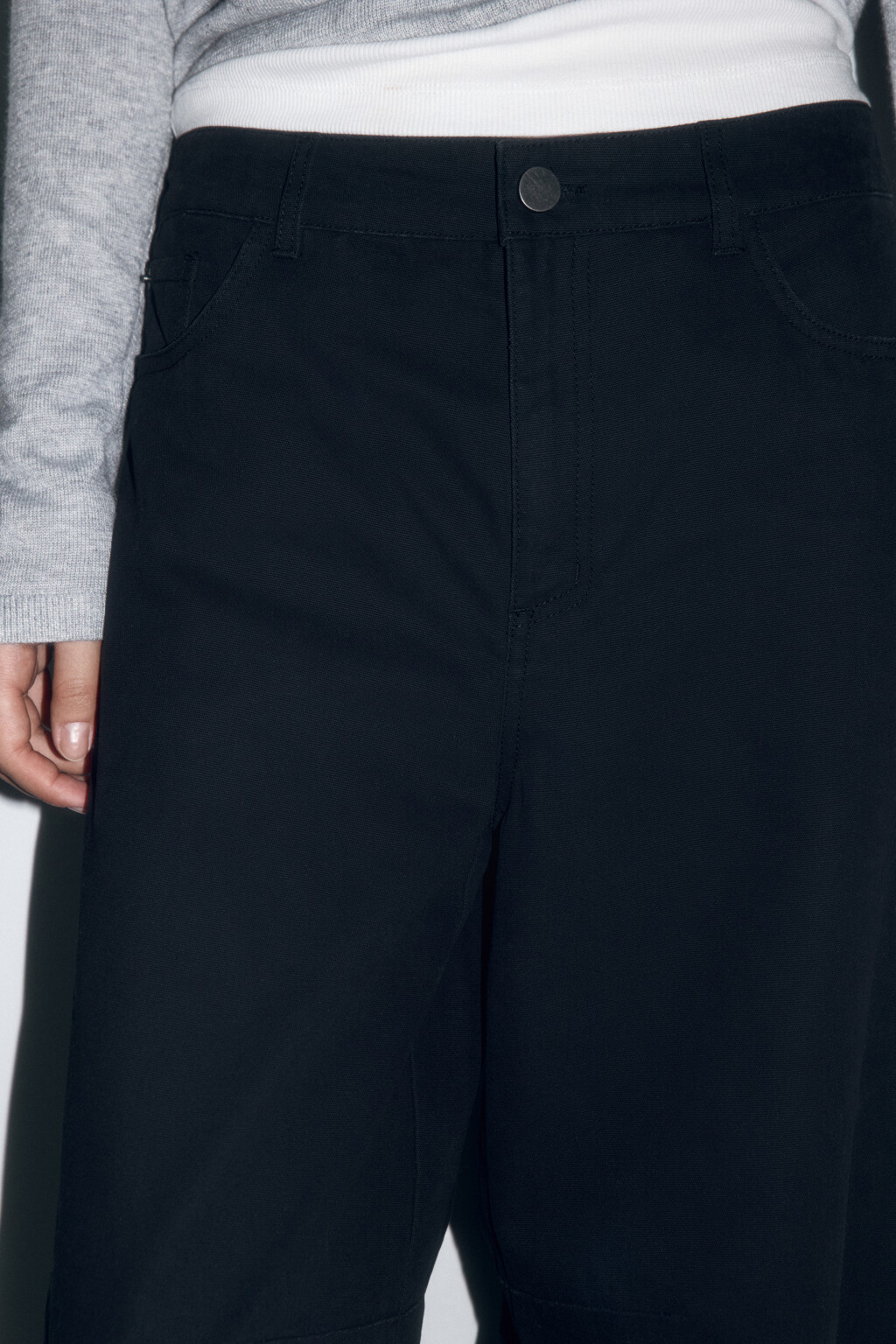 Брюки barrel fit из твиловой ткани - цвет черный - 6