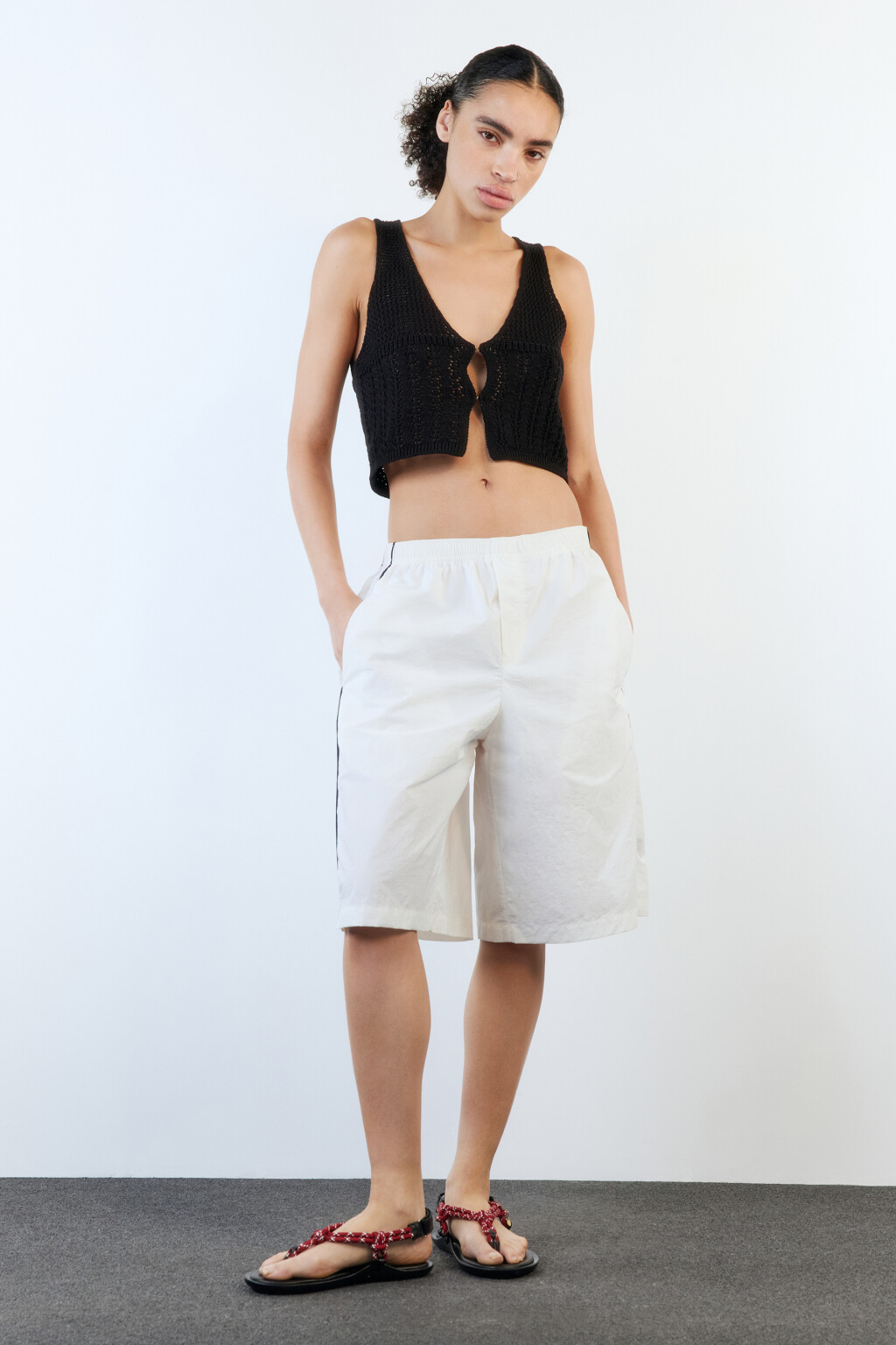 Шорты спортивные с лампасами - цвет белый - 6