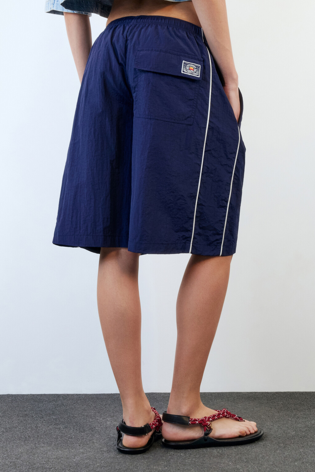 Шорты спортивные с лампасами - цвет синий - 5