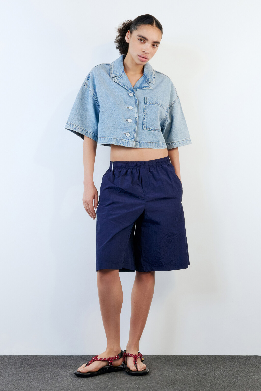 Шорты спортивные с лампасами - цвет синий - 6