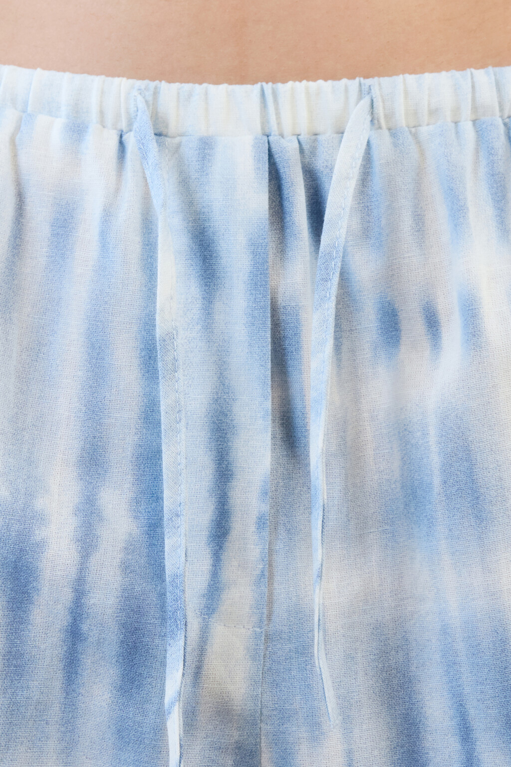 Шорты льняные с поясом-резинкой и принтом - цвет голубой - 8
