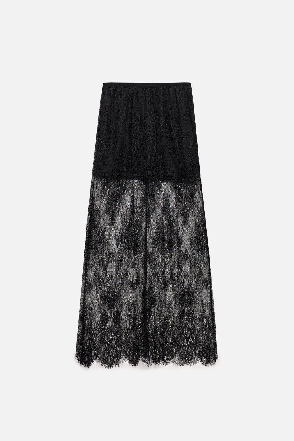 Юбка макси кружевная с короткой подкладкой - цвет черный - 9