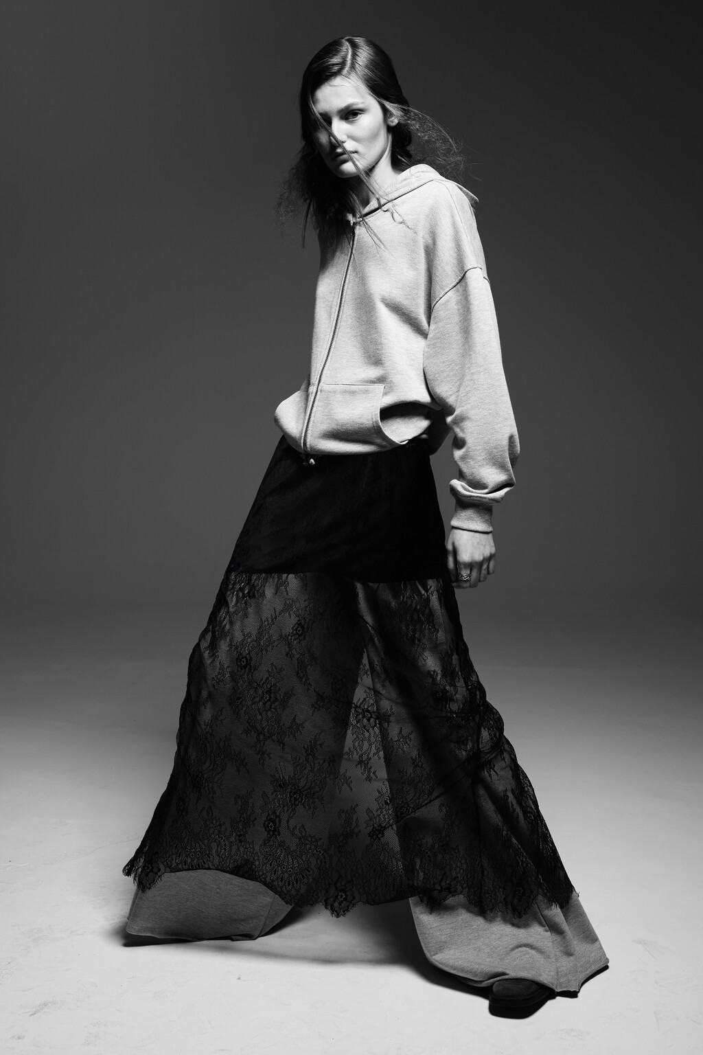 Юбка макси кружевная с короткой подкладкой - цвет черный - 8