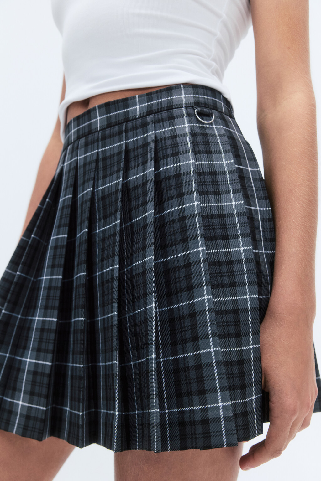 Юбка мини плиссированная в клетку - цвет черный - 8
