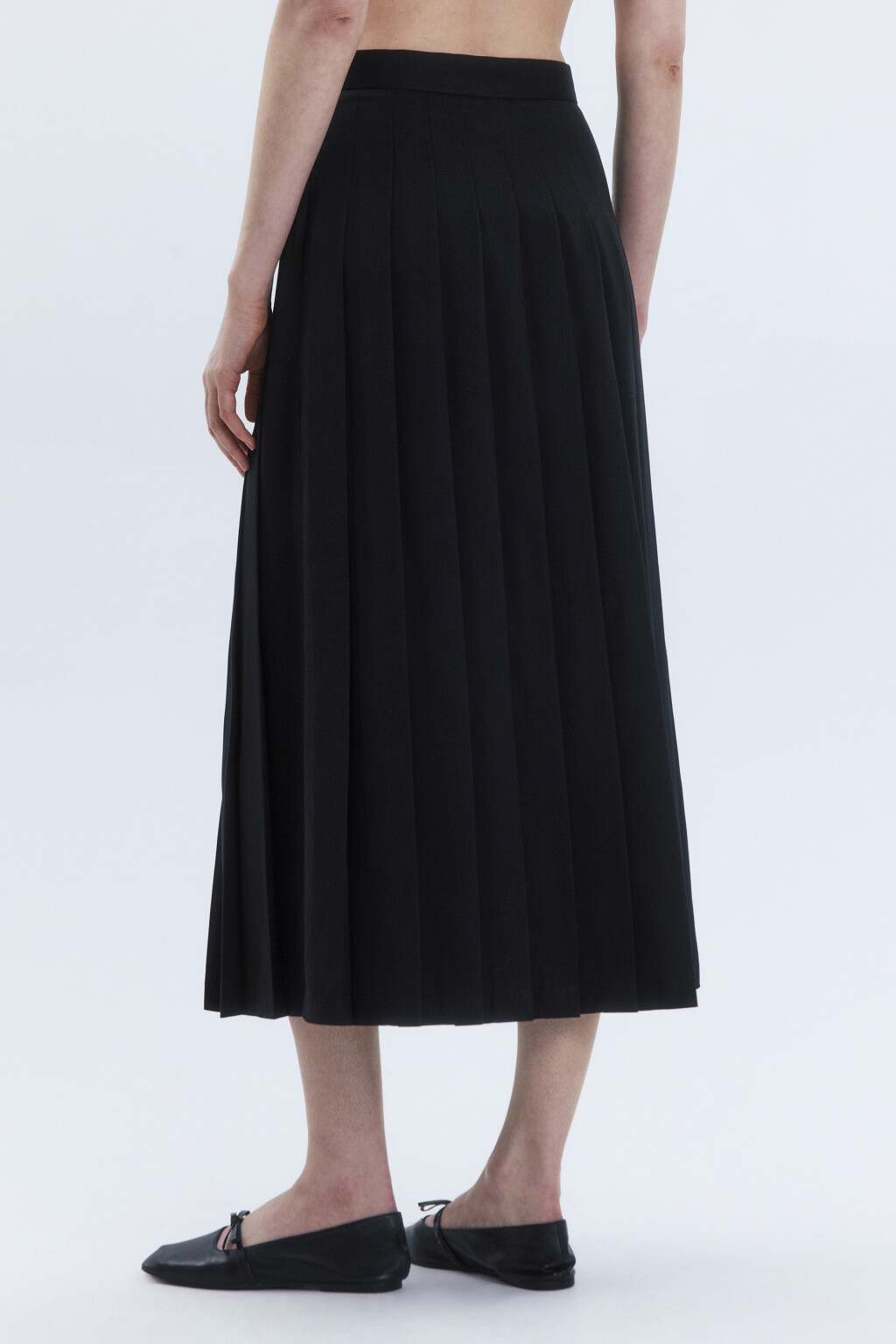 Юбка-трапеция миди плиссированная - цвет черный - 4