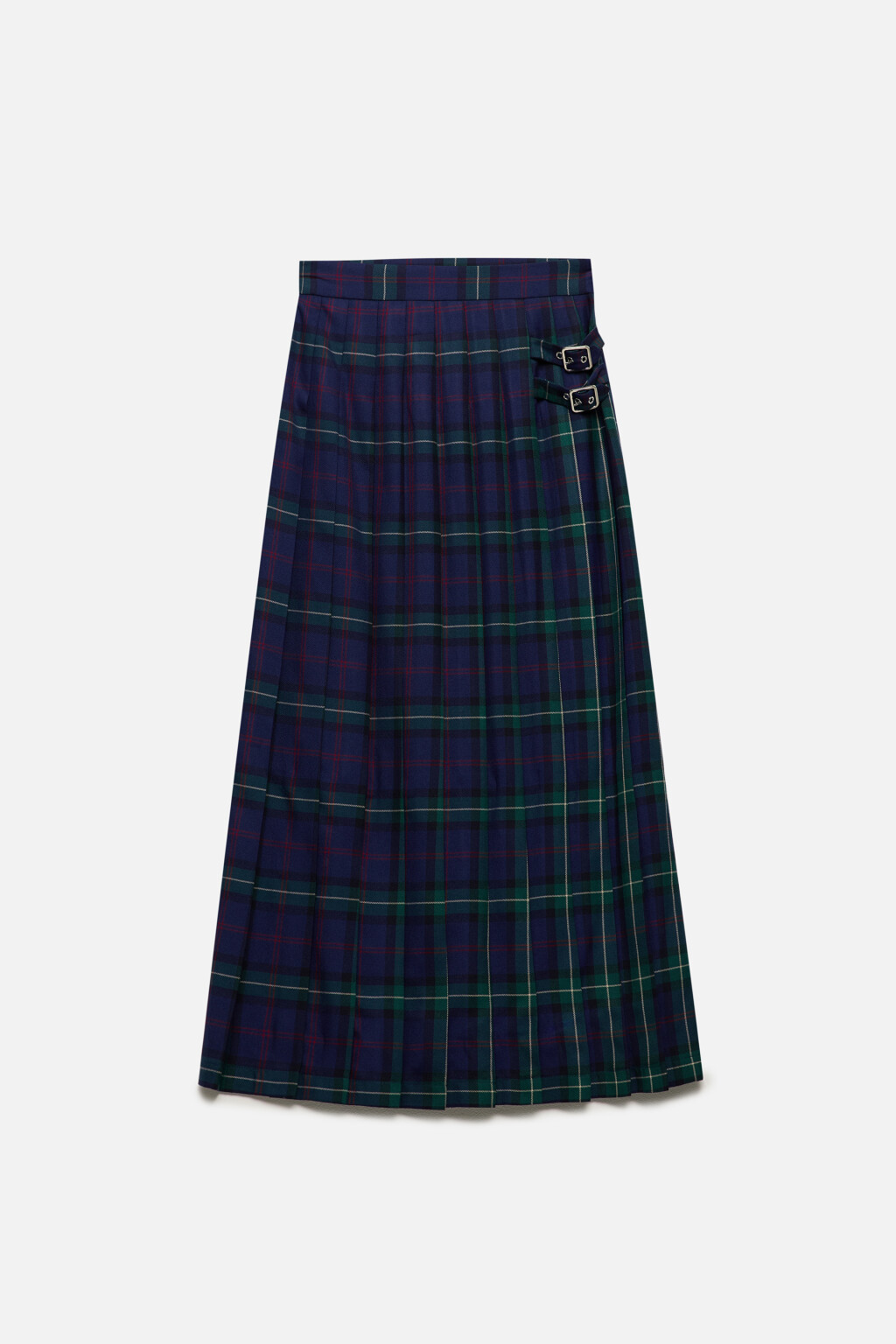 Юбка-трапеция миди плиссированная в клетку - цвет синий - 10