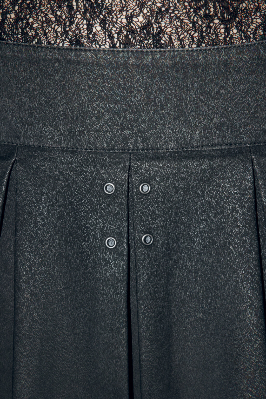 Юбка-трапеция мини в складку с люверсами - цвет серый - 6