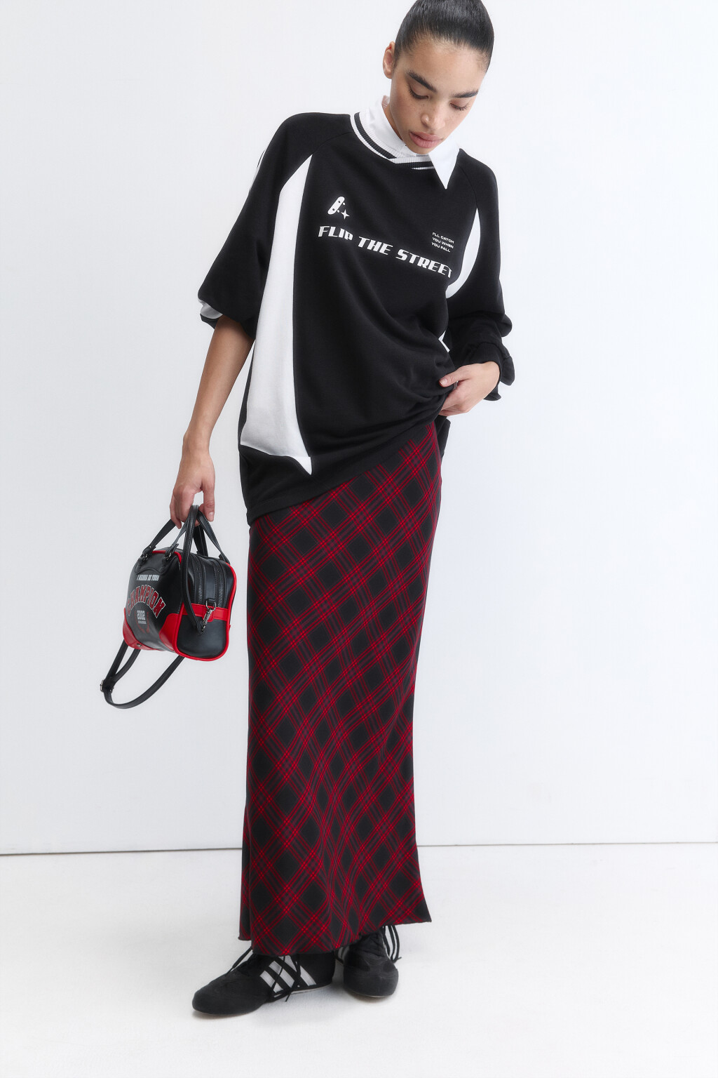 Юбка-годе макси вискозная в клетку - цвет красный - 5