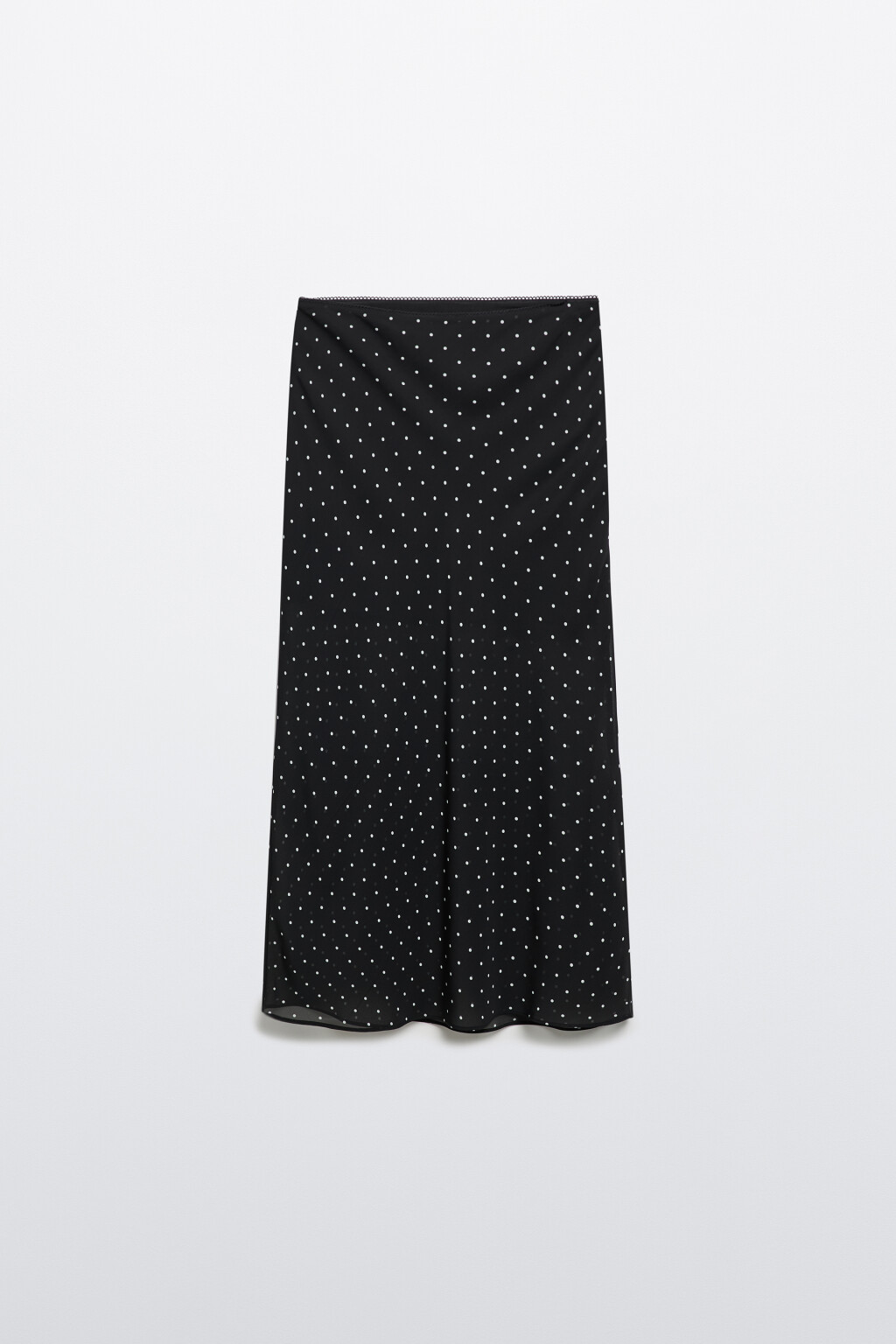 Юбка миди шифоновая с принтом в горошек - цвет черный - 10