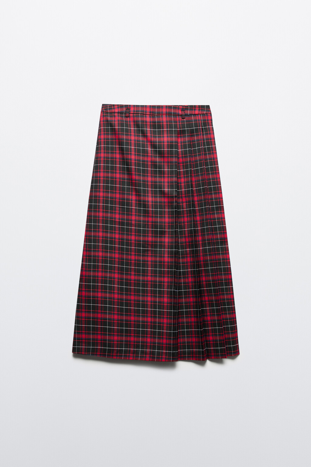 Юбка миди плиссированная в клетку - цвет красный - 8
