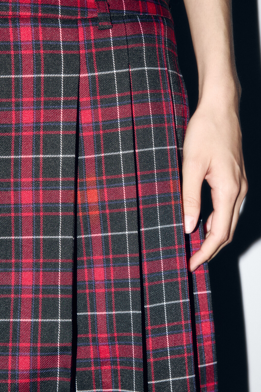 Юбка миди плиссированная в клетку - цвет красный - 7