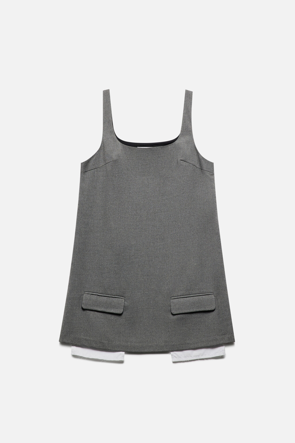 Сарафан-трапеция из костюмной ткани с карманами - цвет серый - 9