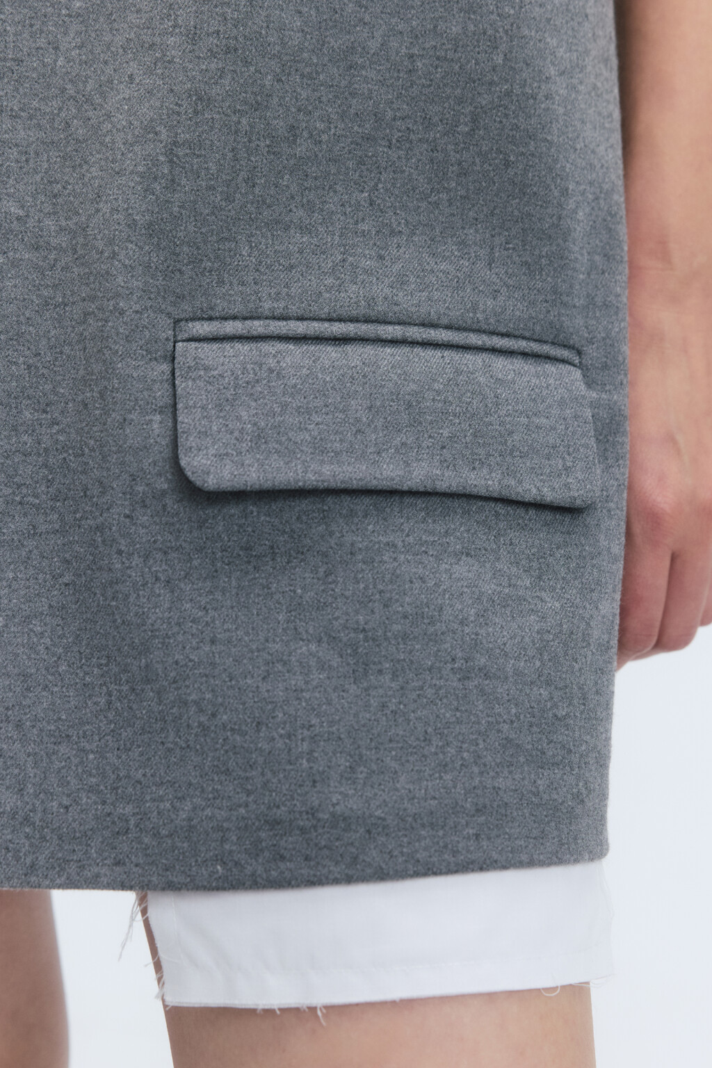 Сарафан-трапеция из костюмной ткани с карманами - цвет серый - 7