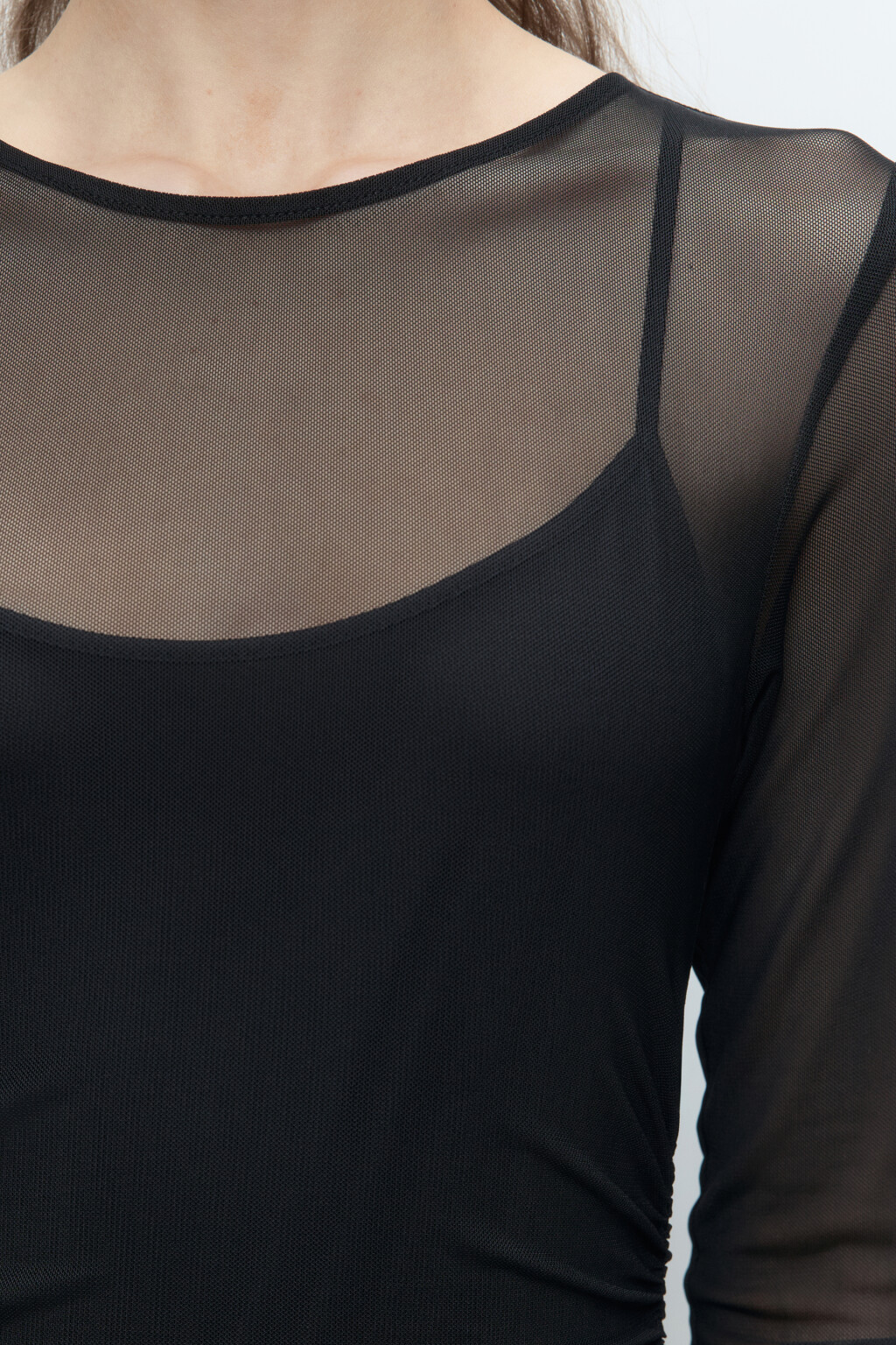 Платье макси сетчатое с подкладкой-майкой - цвет черный - 6