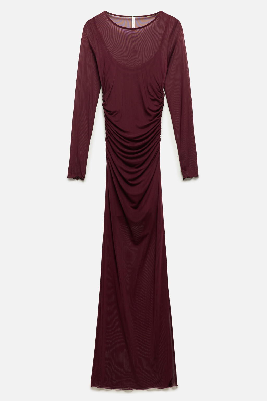 Платье макси сетчатое с подкладкой-майкой - цвет бордовый - 10