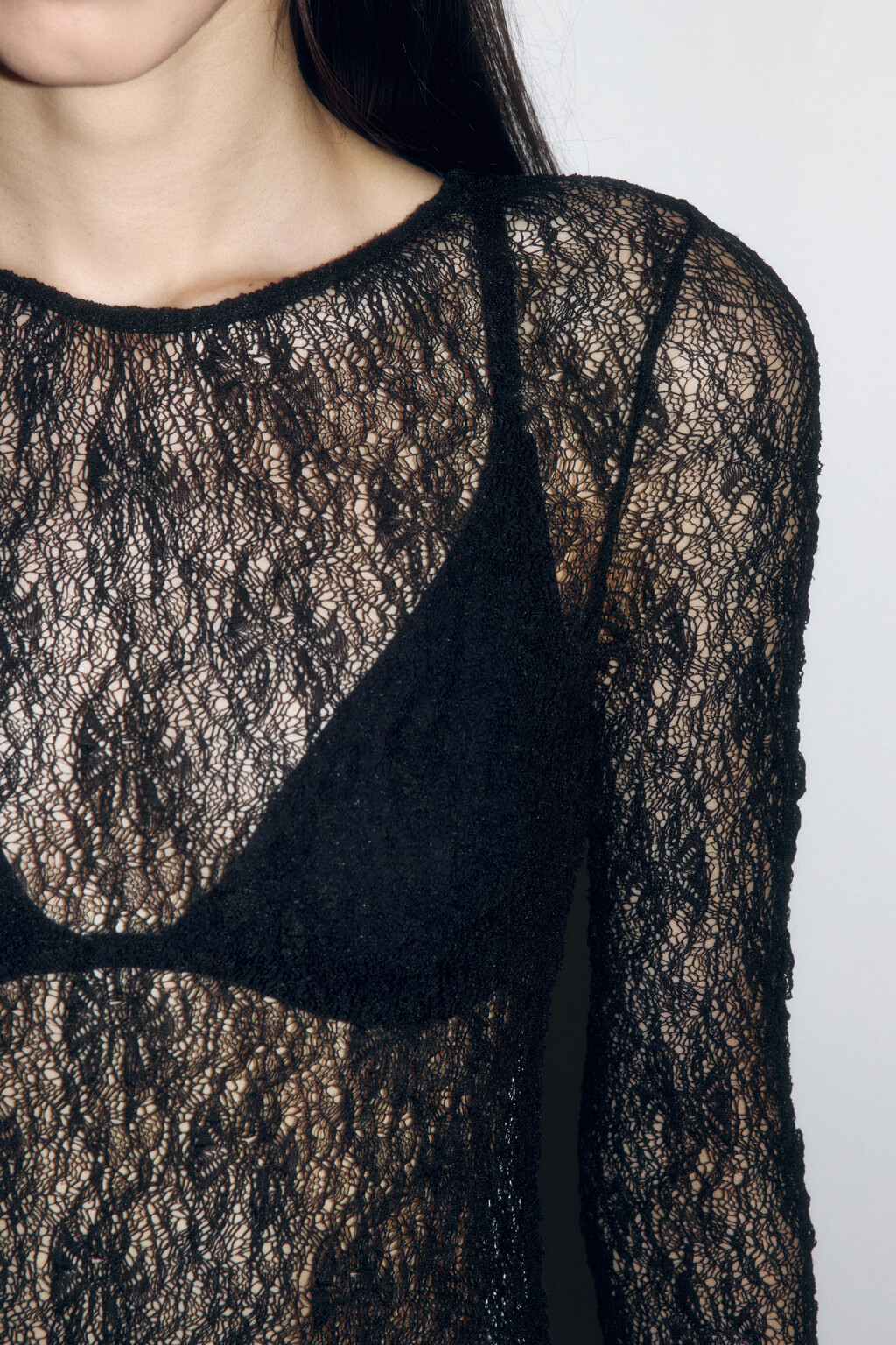 Платье макси облегающее из кружева - цвет черный - 7