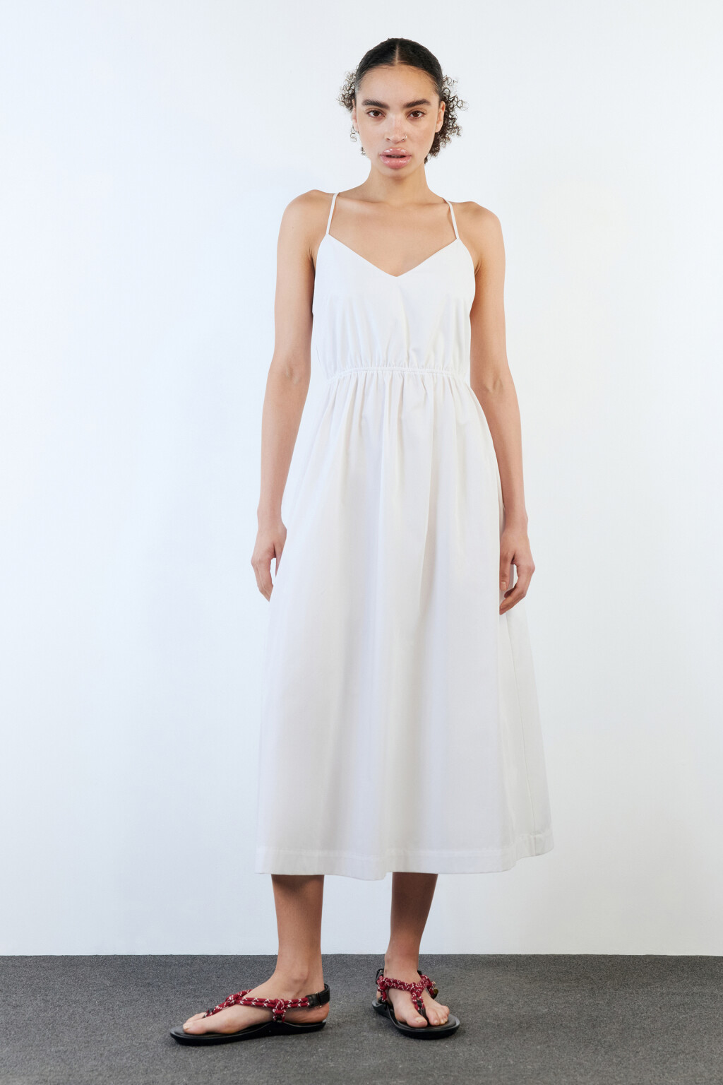 Платье-сарафан миди с открытой спиной - цвет белый - 6