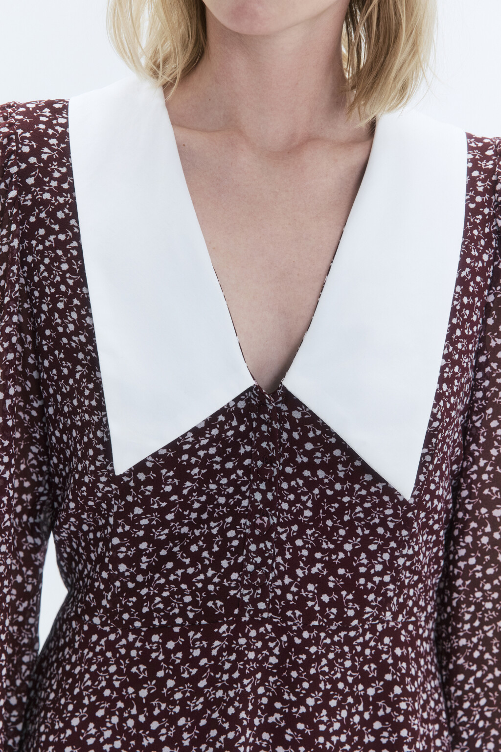 Платье мини шифоновое с белым воротничком - цвет мультиколор - 7