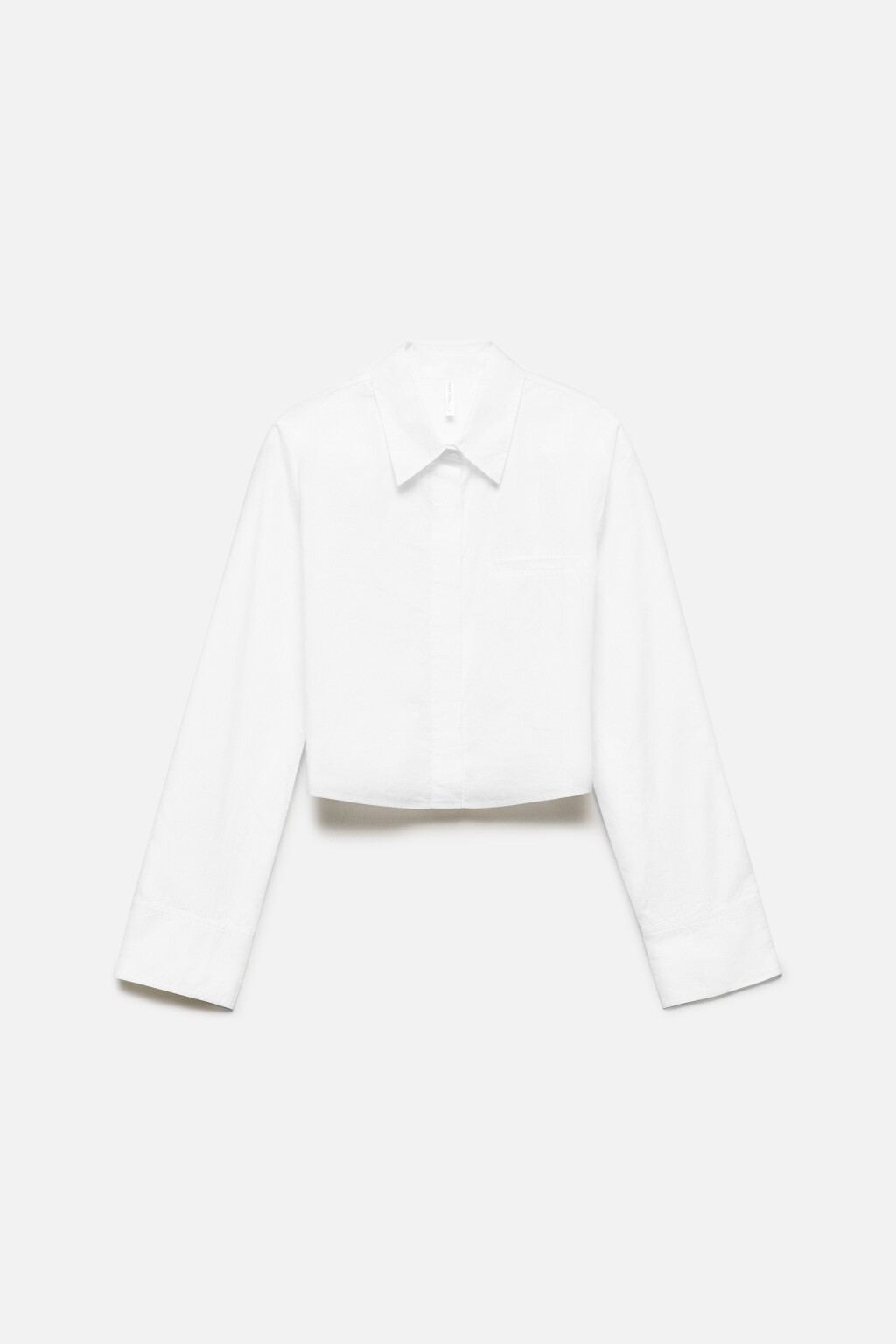 Блузка-рубашка укороченная из хлопка - цвет белый - 8