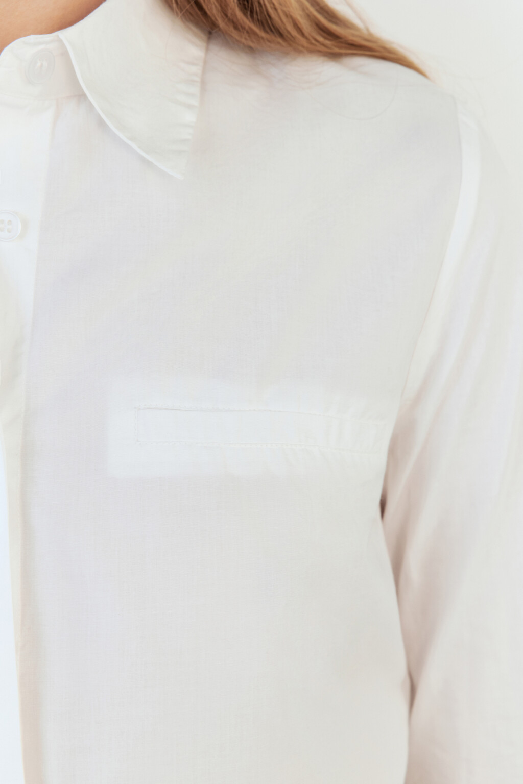 Блузка-рубашка укороченная из хлопка - цвет белый - 7